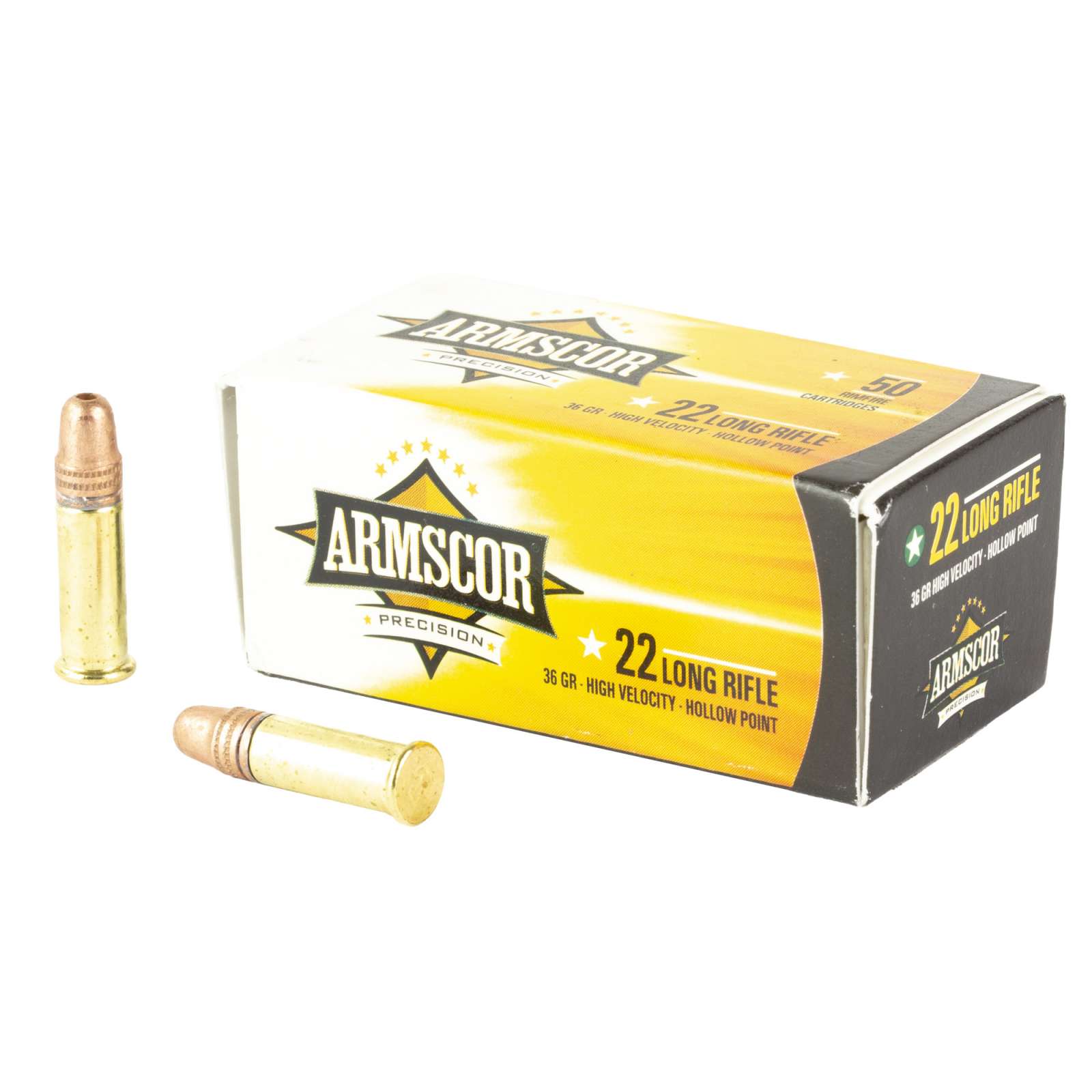 ARMSCOR HIGH VELOCITY AMMO BRASS 22 LR 36 GRAIN 50 ROUNDS | De Leon